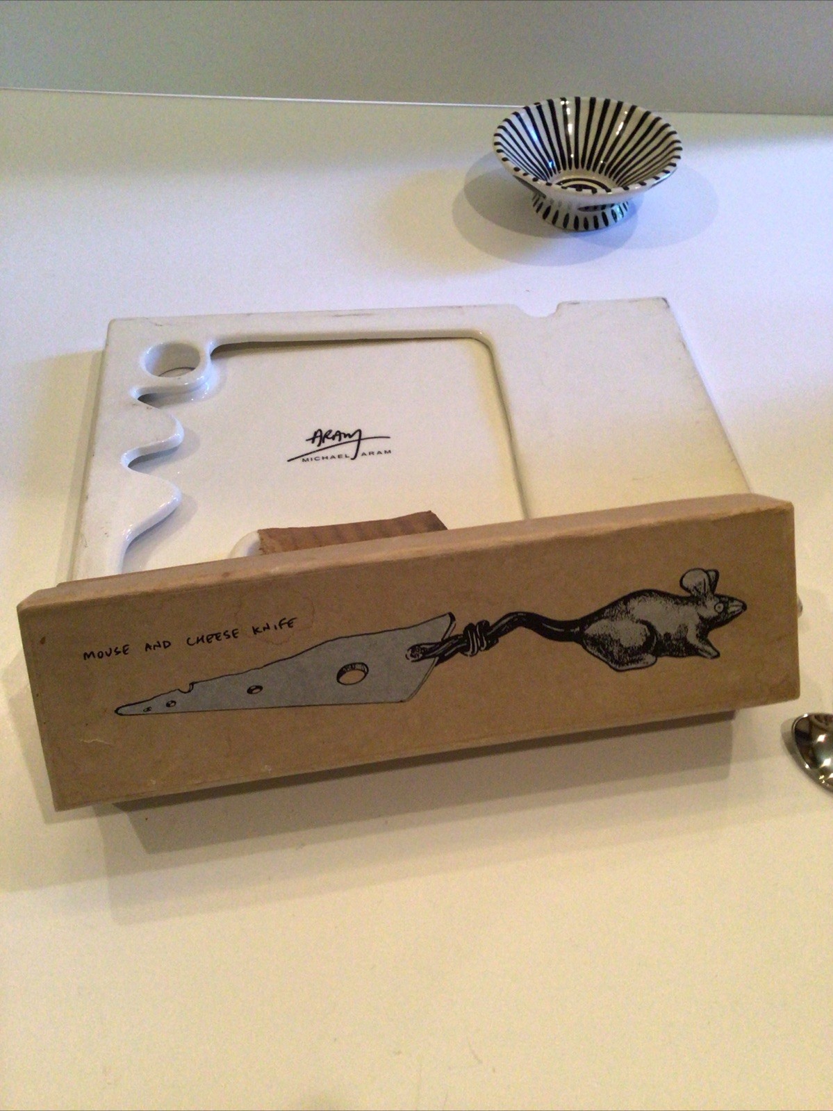 MICHAEL ARAM MOUSE AND CHEESE KNIFE AND PLATTER VINTAGE NOS EMILIA CASTILLO