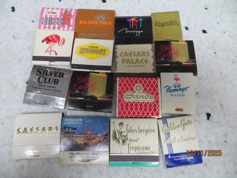 16 Vintage Las Vegas, Atlantic City Matchbooks
