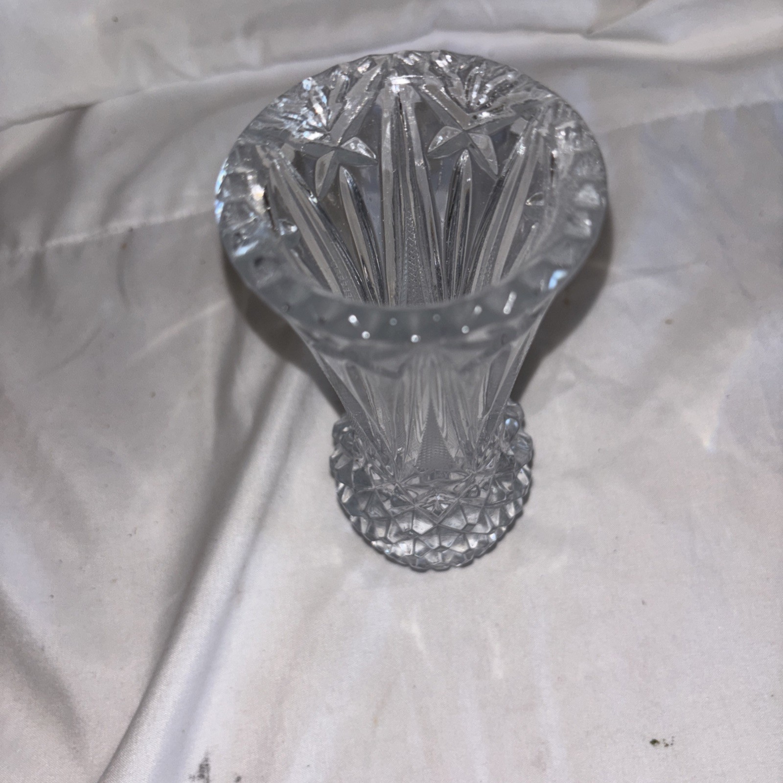 Genuine Lead Hand Cut Crystal Vase Diamond Cut Pattern 8