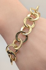 New Italian 925 Sterling Silver 18k Gold Vermeil Chunky Large Link Bracelet 