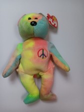 Peace Tie Dye Bear Beanie Baby Ty Brand New Multicolored Lots of Yellow