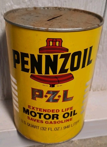 Vintage Pennzoil PZL Oil Can - Coin Bank - Circa 1980s Era