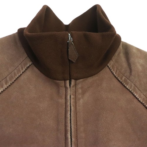 Chaqueta con cremallera de cuero de cabra HERMES para hombre marrón talla 52 - Imagen 9 de 10