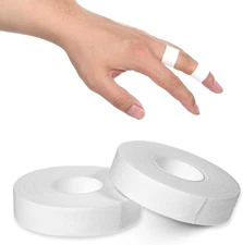 2 Rolls 0.6" x 32.8ft Athletic Finger Tape Sweat-Proof Sports Cotton Tape White