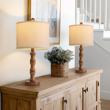 Rustic 20.5" Table Lamps Set of 2 - Farmhouse Nightstand Lamps for Small Spaces