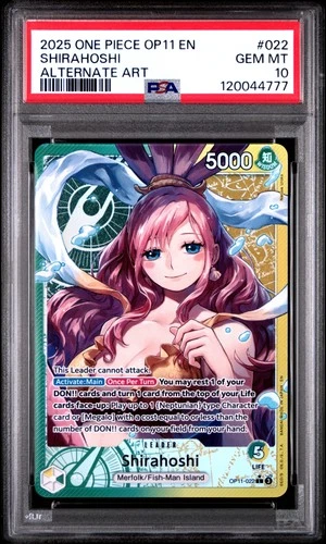 2025 ONE PIECE OP11-A FIST OF DIVINE SPEED #022 SHIRAHOSHI ALT ART PSA 10