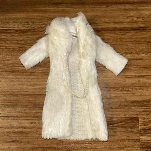 Vintage Barbie White Faux Fur Coat