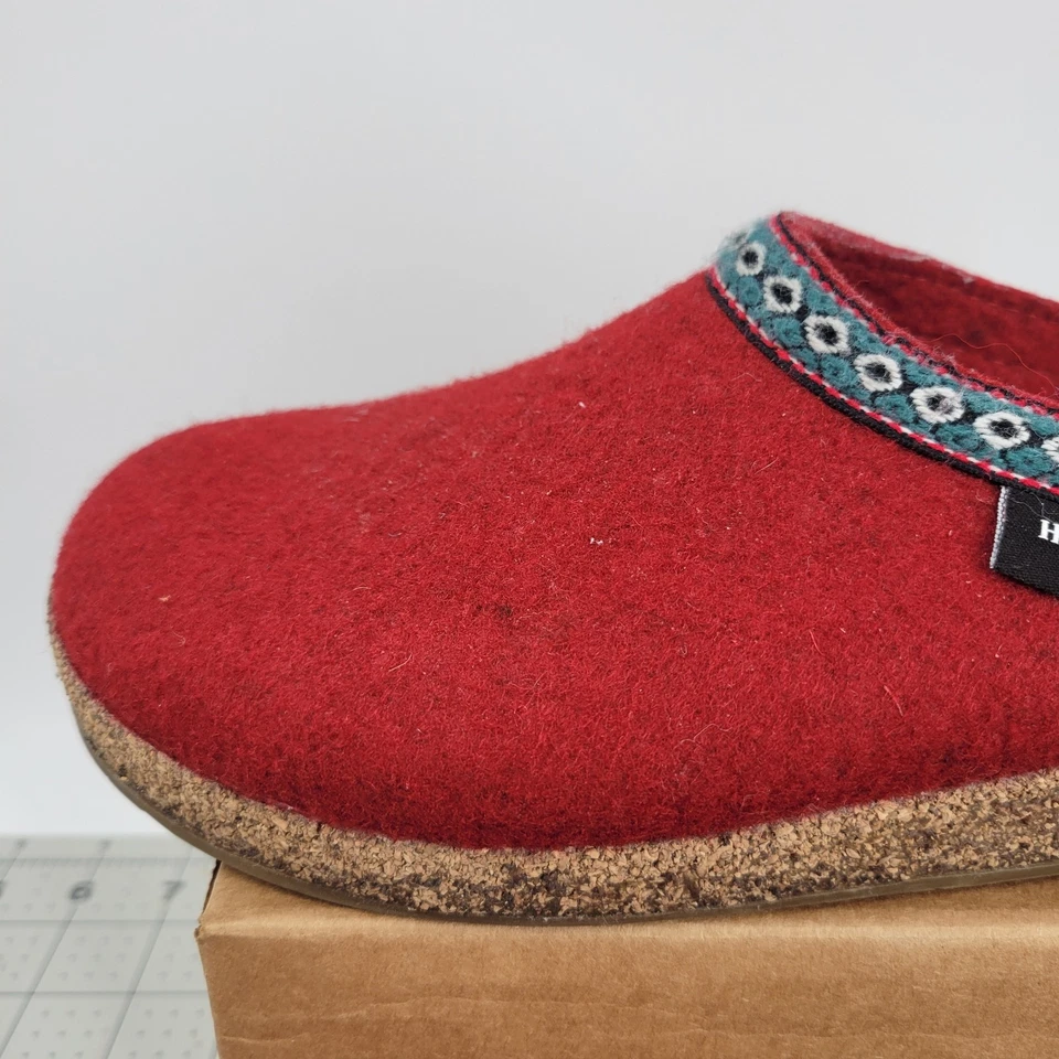 Zuecos clásicos Haflinger rojos lana pura lana virgen pantuflas pardas talla 9 EU 40 Foto 4 de 4