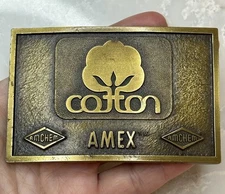 VTG Cotton AMEX AMCHEM Logo Brass Belt Buckle