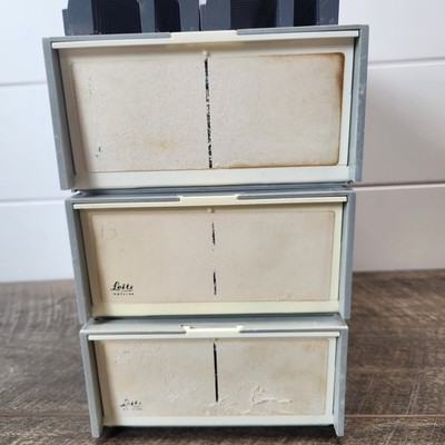 3 Leitz Wetzlar Slide Magazine Boxes w/Two Trays 36 35mm Slide Capacity Per Tray