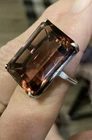 Vintage Tourmaline ? Ring Stamped Sterling Silver Emerald Cut Cocktail Sz: 7.25