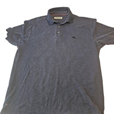 Tommy Bahama Polo Shirt Mens Large Blue IslandZone Performance Golf Marlin Logo