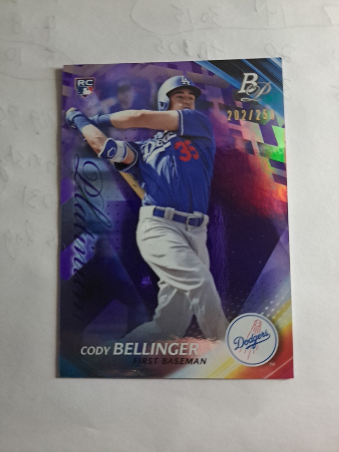 2017 Bowman Platinum Cody Bellinger #76 Purple /250 RC Rookie