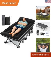 Camping Cot with Mattress, 32" Extra Wide Camping Cots for Adults, Sleeping C...