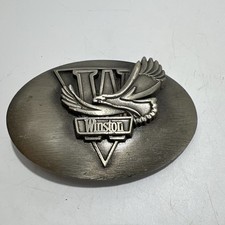 Vtg Winston Tobacco Advertising Flying Bald Eagle Belt Buckle Made In USA