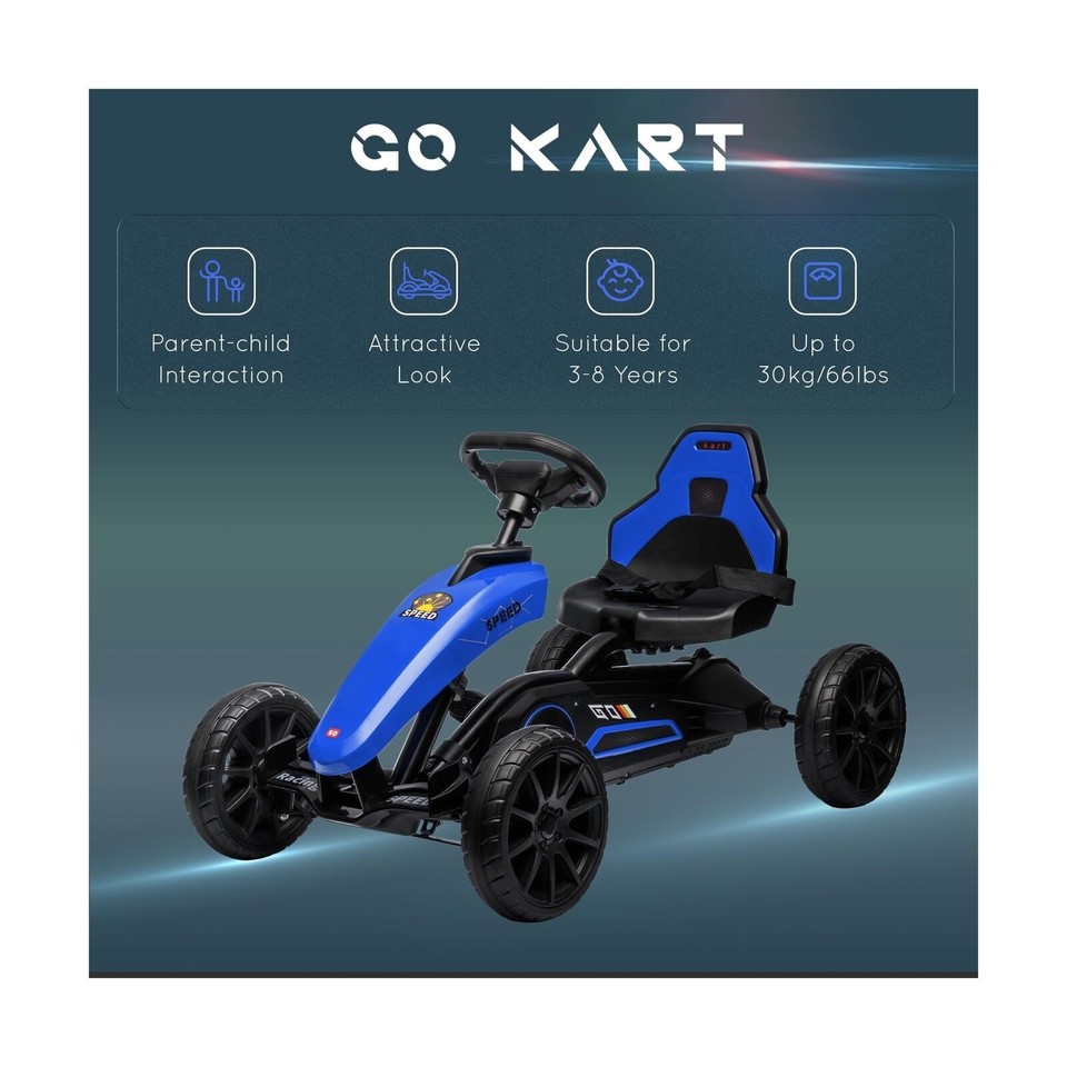 Aosom Kids Pedal Go Kart, Outdoor Ride on Toys with Swing Axle