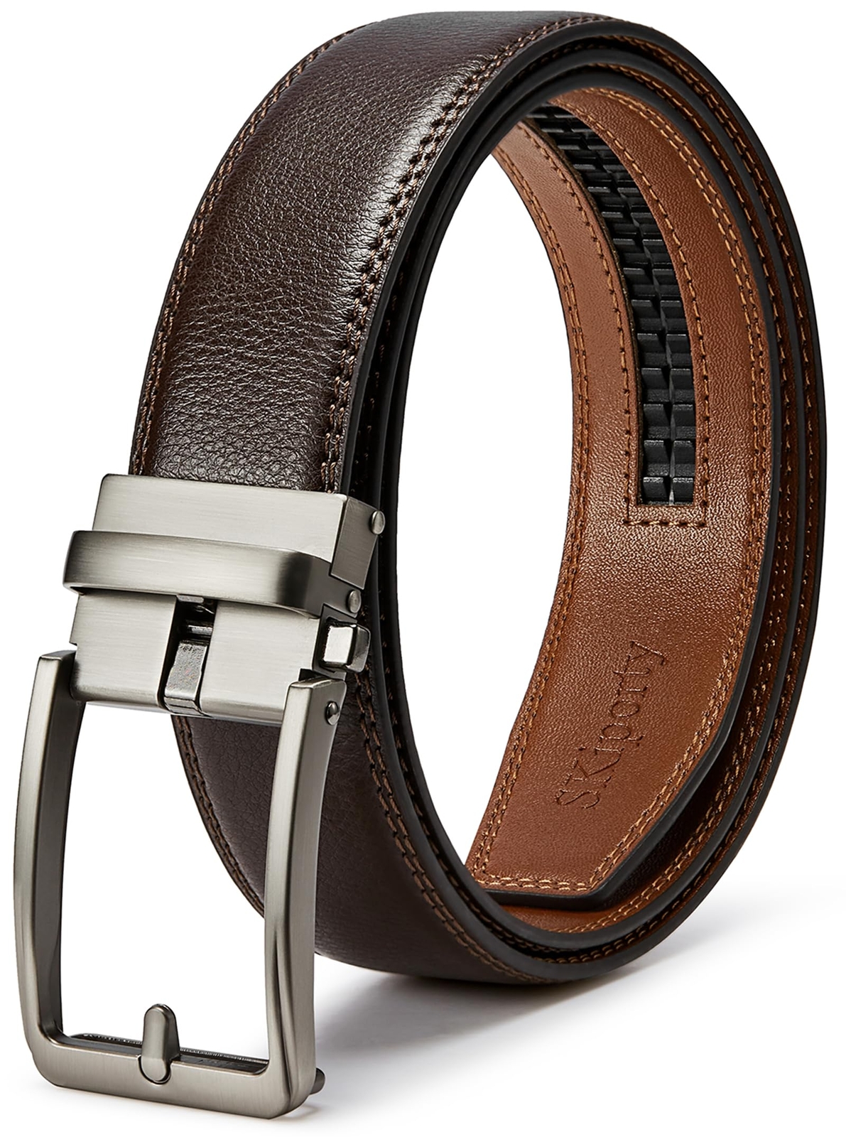 SKiporty Men's Ratchet Belts Leather Comfort Adjustable Click Belt With Slide...