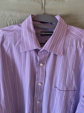 Chaps Mens Adult 17.5 Purple Dress Shirt Cotton Polyester Blend