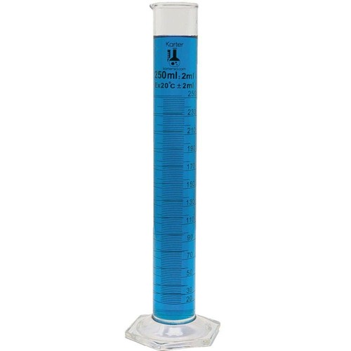 Glass Graduated Cylinder Set, 4 Sizes - 10, 50, 100, 250ml, Karter Scientific - Picture 5 of 5