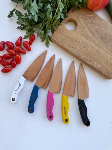 Cuchillo Montessori personalizado para niños, cuchillo de madera para niños pequeños, juguete educativo - Imagen 3 de 14