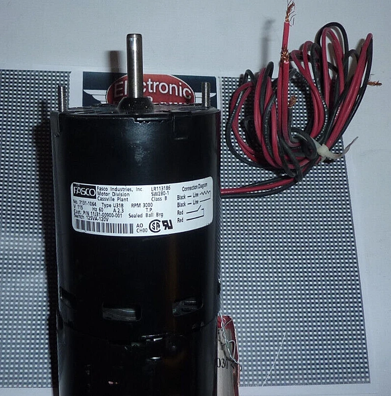 Motor inductor de tiro de horno Fasco 7131-0079 115 V RPM 3300 D1180 U31B CLASE B Foto 3 de 4
