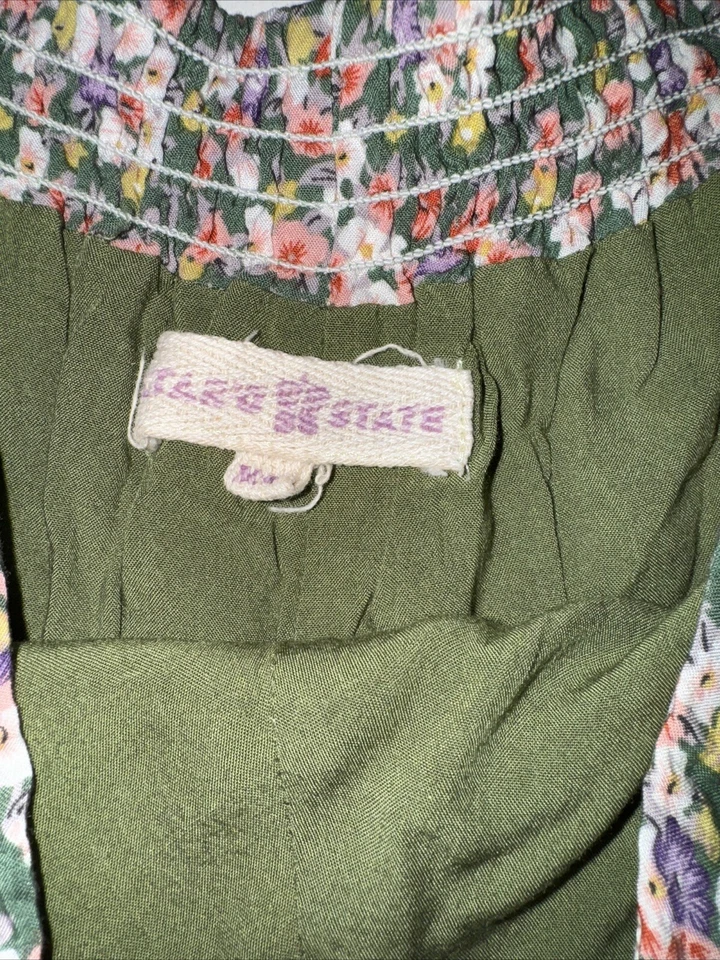 Pantalones Cortos Altard State Para Mujer Extra Pequeños Verde Floral Bordado Flecos Foto 3 de 4