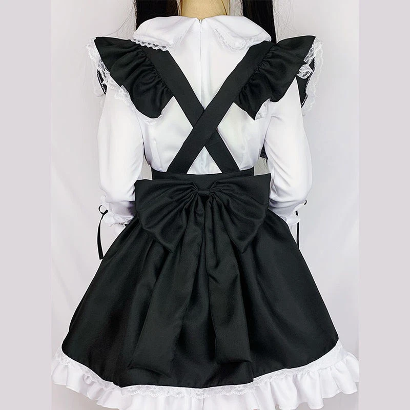 Lolita Maid Dress LongSleeve Black and White Outfit Vintage Gothic Clothing... - Image 4 of 4