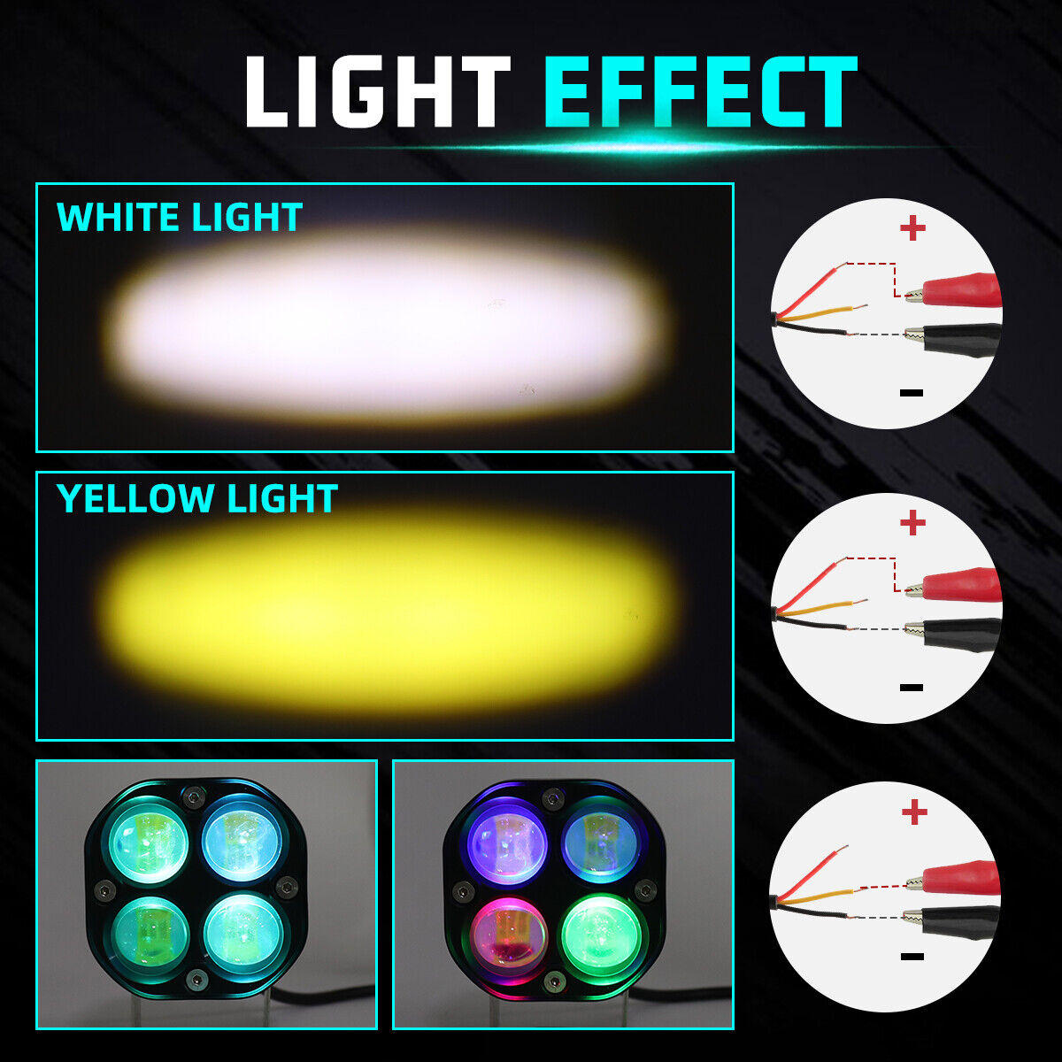 2x 3" Spot Pods Cube LED Work Light RGB Multi-Color SPOT FLOOD Driving Fog Lamp 