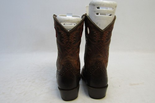 Ariat Little kids Youth Size 8 D Brown Leather Stockman Buckaroo Cowboy Boots - Picture 7 of 11