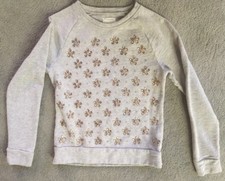 GIRLS CREWCUTS SWEATSHIRT GRAY SIZE 14 CRYSTAL FLOWERS EXCELLENT