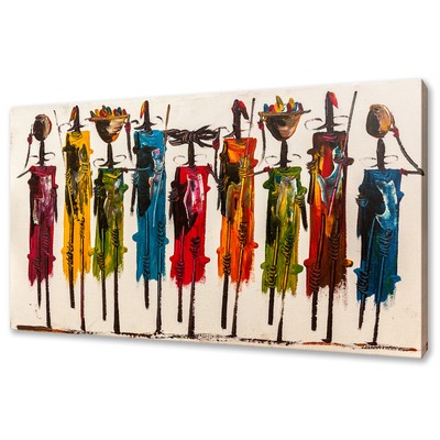 MAASAI KENYAN AFRICA PEOPLE COLOURFUL ABSTRACT CANVAS PRINT WALL ART