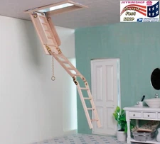 Dollhouse Miniatures 1/12 Wood Ceiling Folding Loft Ladder Opening Attic Stair