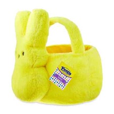 PEEPS JUMBO SIZE Yellow Bunny Plush Easter Bunny Basket With Handle - NEW