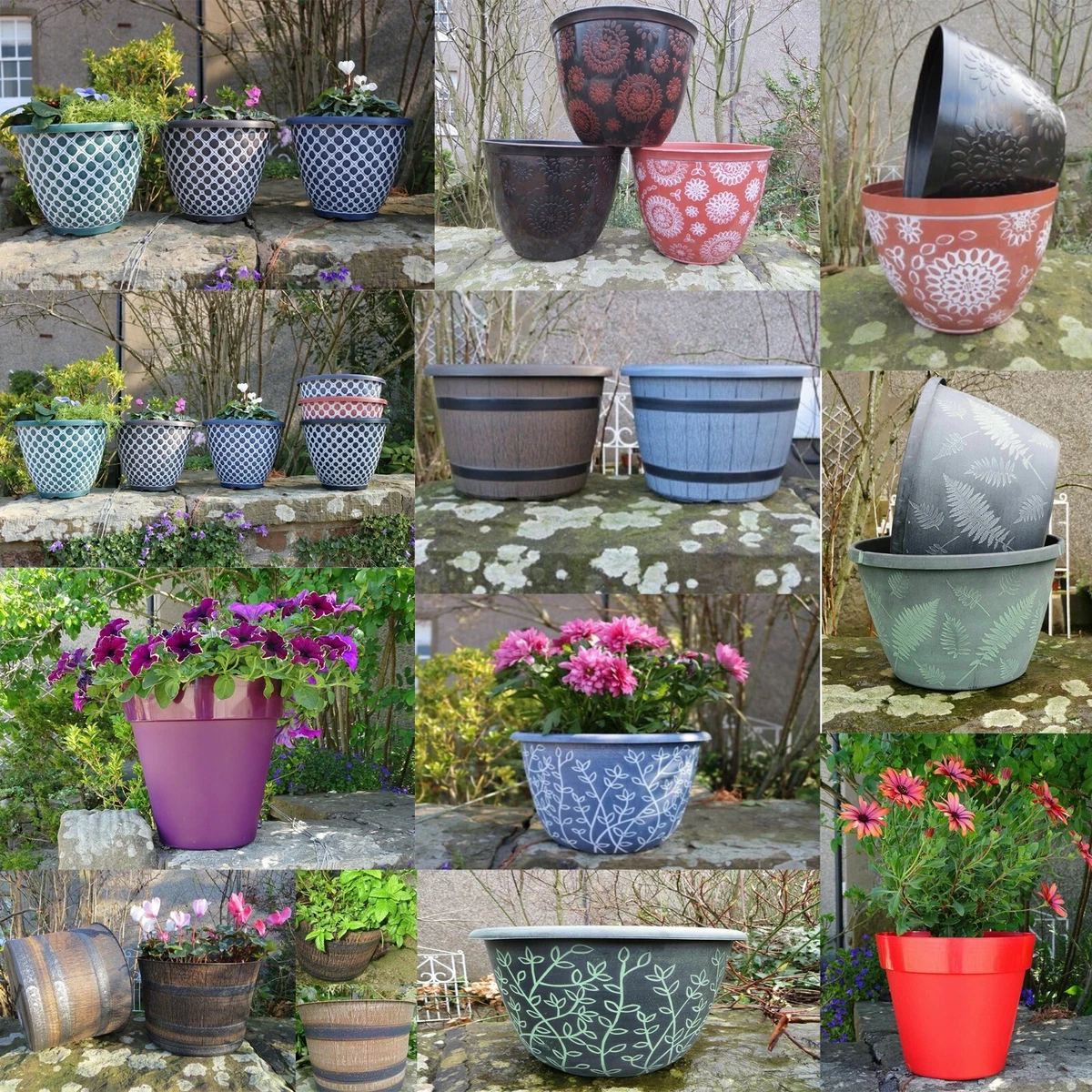 Plant pots with drainage holes outlet