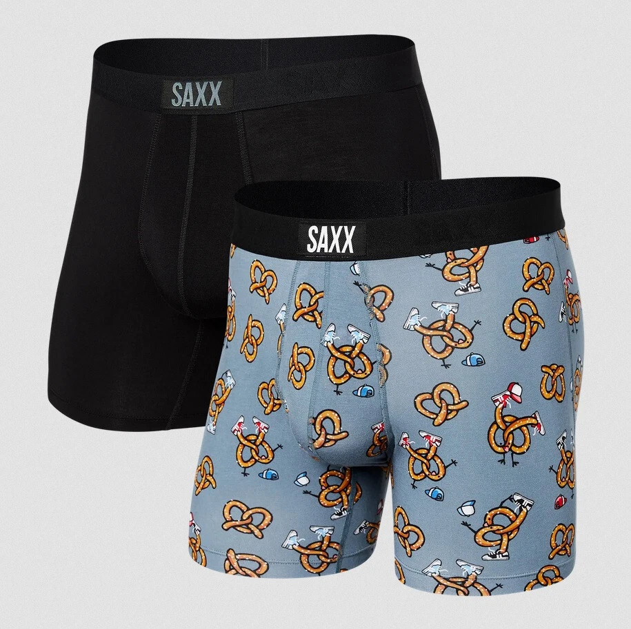 SAXX VIBE MENS UNDERWEAR BOXER BRIEFS 2-PACK PRETZEL B-BOYZ SIZE XL SLIM  FIT