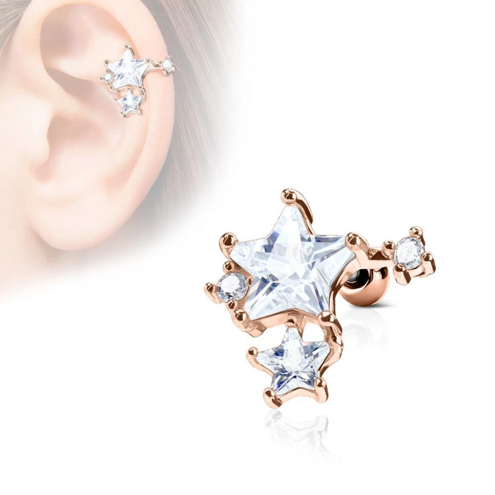 Piercing cartilage h lix pierres toiles plaqu or rose eBay