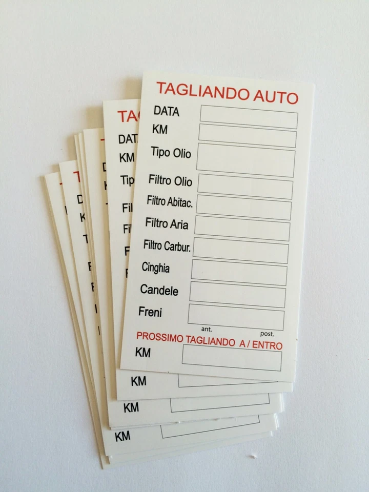 150 adesivi pvc tagliando auto generici auto olio freni candele aria cinghie ReG - Immagine 2 di 2