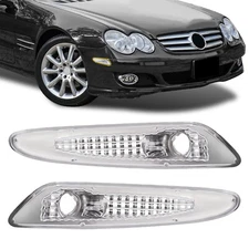 Pair Clear Bumper Side Marker Lights For Mercedes Benz R230 SL Class 2003-2006