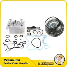 Cooling Radiator Fan Clutch w/ Upgraded Oil Cooler Kit Fit Ford 6.0L V8 DIESEL