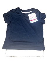 Members Mark Active Girl Navy Shirt - White Built In Tank Top Size 14/16 NWT