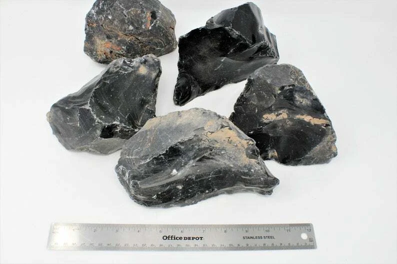 Black Obsidian Stone Rough Raw Chunk, High Grade A Quality - Healing Crystals - Image 2 of 4