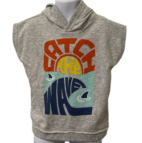 Garanimals Boys Hoodie Catch the Wave Graphic Shirt Size 4T Gray Sleeveless - Picture 1 of 13