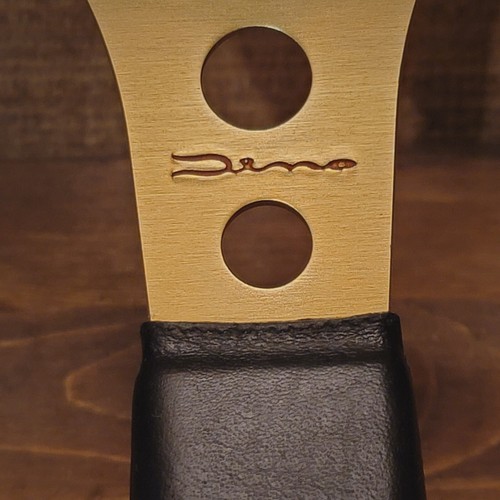 Vtg Dino Racing Steering Wheel Italy Nuova Raid Gold Tone Alloy & Black Leather - Imagen 3 de 21