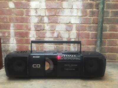 Vintage Sharp QT-CD25 Ghettoblaster CD Cassette Tape Radio