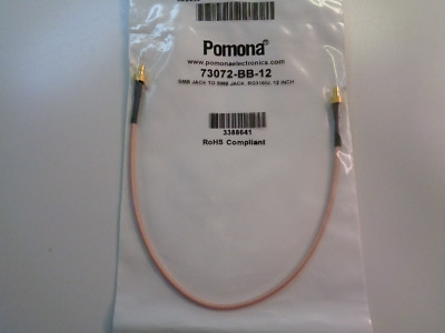 Pomona Cable 73072-BB-12 SMB/Jack - SMB/Jack RG316/U 12 Inches Long - New in Bag