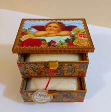Punch Studio Angels Box 2 Bars of Jasmine Soap  Red and Gold
