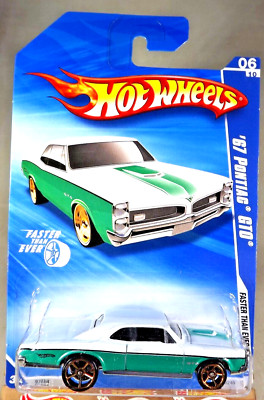 2010 Hot Wheels #134 Faster Than Ever 6/10 '67 PONTIAC GTO White/Green w/FTE Sp