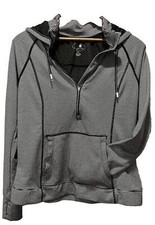 Tangerine Women s Large Hoodie 1/2 zip Pockets Activewear Stripes