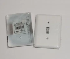 TayMac WMW-T Metal Maxi White Smooth Single Toggle Switch Wall Plate Lot of 2