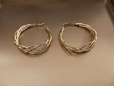 Goldtone Large Hoop Twisted Wire Fashion Earrings